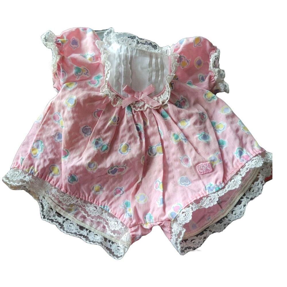 Vintage cabbage patch kids pink apple romper lace detail retro 1987
